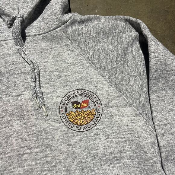 Vintage 70s Ore-Ida College French Fries Grey Raglan Hoodie - Picture 2 of 4
